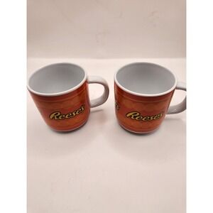 Vintage 1990s Galerie Reeses Peanut Butter Cups Coffee Mugs Set of 2 Orange